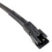 A black electrical wire with a black connector on the end.