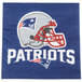 A white Creative Converting luncheon napkin with a New England Patriots helmet on it.