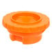 An orange plastic container with a white circle lid.