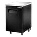 A black and silver True back bar refrigerator.