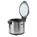An Avantco stainless steel rice warmer with a lid.
