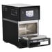 A black and silver Merrychef eikon e2s Trend high-speed countertop oven with the lid open.