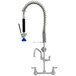 Fisher 73324 Low Profile Wall Mounted Pre-Rinse Faucet with 8 inch Centers, 15 inch Hose, 12 inch Add-On Faucet, and Wall Bracket