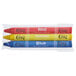 A package of 3 Choice restaurant crayons in cello wrap with red, blue, and yellow crayons.