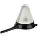 A black Matfer Bourgeat Exoglass strainer with a handle.