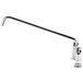 A silver Equip by T&S deck mount faucet with a long handle.