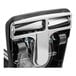 A close-up view of the brush and roller area of a Lavex 12-inch upright bagged vacuum cleaner.
