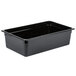 A black rectangular Cambro H-Pan with a lid.