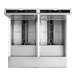 A Frymaster stainless steel gas floor fryer system with two units.