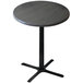 A charcoal round Holland Bar outdoor table with a black cross base.