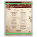 A Menu Solutions brushed aluminum menu board with green bands on a table in a farm-to-table restaurant.