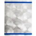 A white surface with a silver and blue swirl aluminum cover with navy bands.