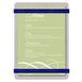 A Menu Solutions Alumitique menu board with navy bands on a white background.