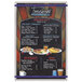 A Menu Solutions Alumitique menu board with navy bands displaying food.