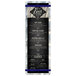 A navy and white customizable Alumitique menu board with navy bands.