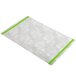 A white and green rectangular Menu Solutions aluminum board with green bands.