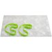 A white surface with a Menu Solutions Alumitique aluminum menu board with green rubber bands.