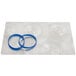 A Menu Solutions Alumitique aluminum menu board with navy blue bands on a white surface.