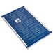 A navy blue aluminum menu board with white swirls and text.