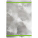 A silver rectangular metal menu board with green bands on the edges.