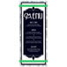 A white customizable Alumitique menu board with green swirls and bands.