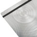 A Menu Solutions Alumitique aluminum menu board with black bands on a metal surface.