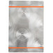 A silver rectangular Alumitique menu board with orange bands.