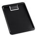 A black rectangular Carlisle tip tray with a clipboard on it.
