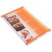 A white customizable Alumitique menu board with orange bands.