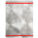 A silver rectangular Alumitique menu board with a metal surface and red bands on the edges.