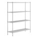 A Regency stainless steel wire shelving unit with four shelves.