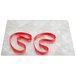 A white customizable aluminum menu board with red rubber bands.