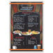 A Menu Solutions Alumitique menu board with orange bands on a white background.