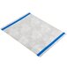 A white rectangular aluminum menu board with blue swirls on the edges.