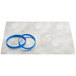 A Menu Solutions Alumitique menu board with royal blue bands on a white surface.