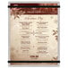 A Menu Solutions Alumitique menu board with black bands on a table in a buffet restaurant.