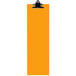 An orange rectangular acrylic clipboard with a black clip.