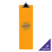 An orange rectangular acrylic menu clip board with a clip.