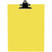 A yellow Menu Solutions clipboard with a metal clip.