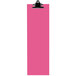 A pink rectangular acrylic menu clipboard with a black clip.