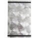 A silver rectangular Menu Solutions Alumitique menu board with a spiral circle design on it and black bands.