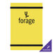A yellow Menu Solutions acrylic board with white text and black rubber bands.