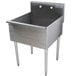 An Advance Tabco stainless steel commercial sink with legs and a drain.