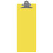 A yellow rectangular acrylic menu clip board with white border and silver clip.