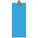 A blue rectangular Menu Solutions clip board with a clip.