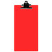 A red Menu Solutions acrylic clipboard with a metal clip.
