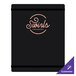 A black acrylic menu board with white text.