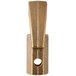 A brass colored metal Duck Mouth Burner orifice with a hole in it.