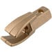 A gold metal Duck Mouth Burner clip with a hole in it.