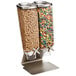 A Rosseto double cereal dispenser filled with cereal and granola.